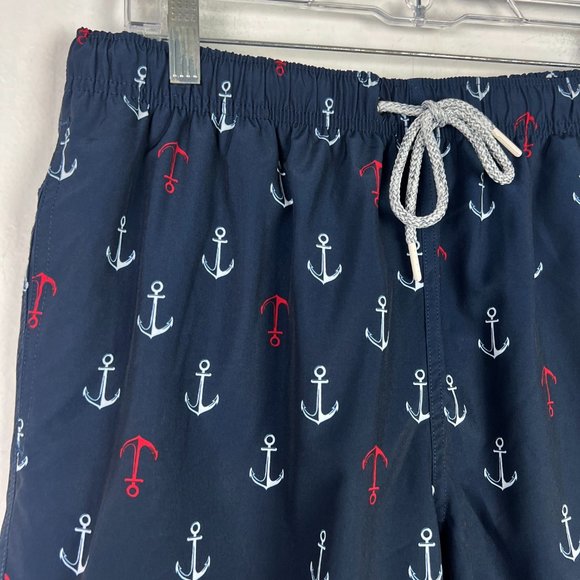 NWT Rainforest Ship Ahoy Swim Trunks Boardshorts Navy USA Size Medium M $69 NEW - Picture 3 of 16